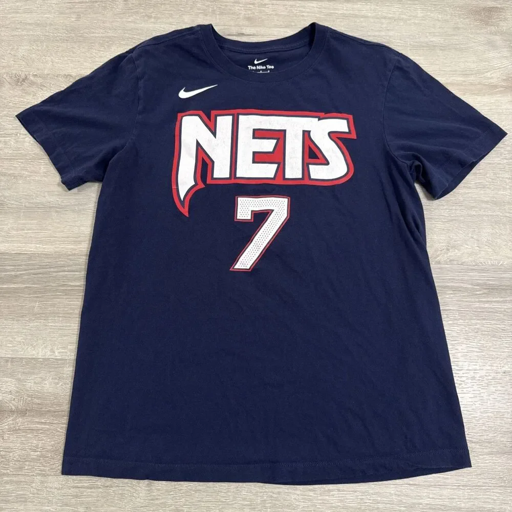 Kevin Durant Shirt Brooklyn Nets Nike Men's Blue Medium NBA #7 100% Cotton Tee